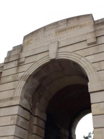 Arch entryway to Lijssenthoek Military Cemetery