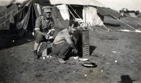 Black and white photo of Thomas Kennedy Irwin Jr and friend