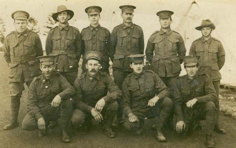 Sepia portrait of soldiers in uniform featuring William Scott Jardine