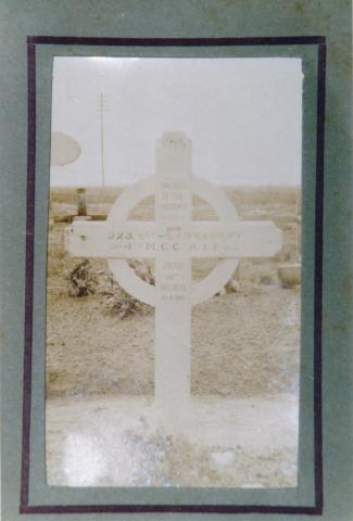 Photograph of original grave marker cross in France