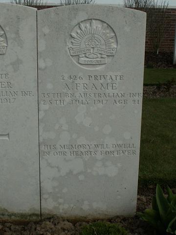 Gravestone for Alexander Frame