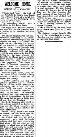 Image depicts a two column article clipping from the Illawarra Mercury.