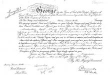 Harry Hicks Officer Commissioning Document from King George V