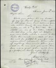 Image depicts a scan of letter.